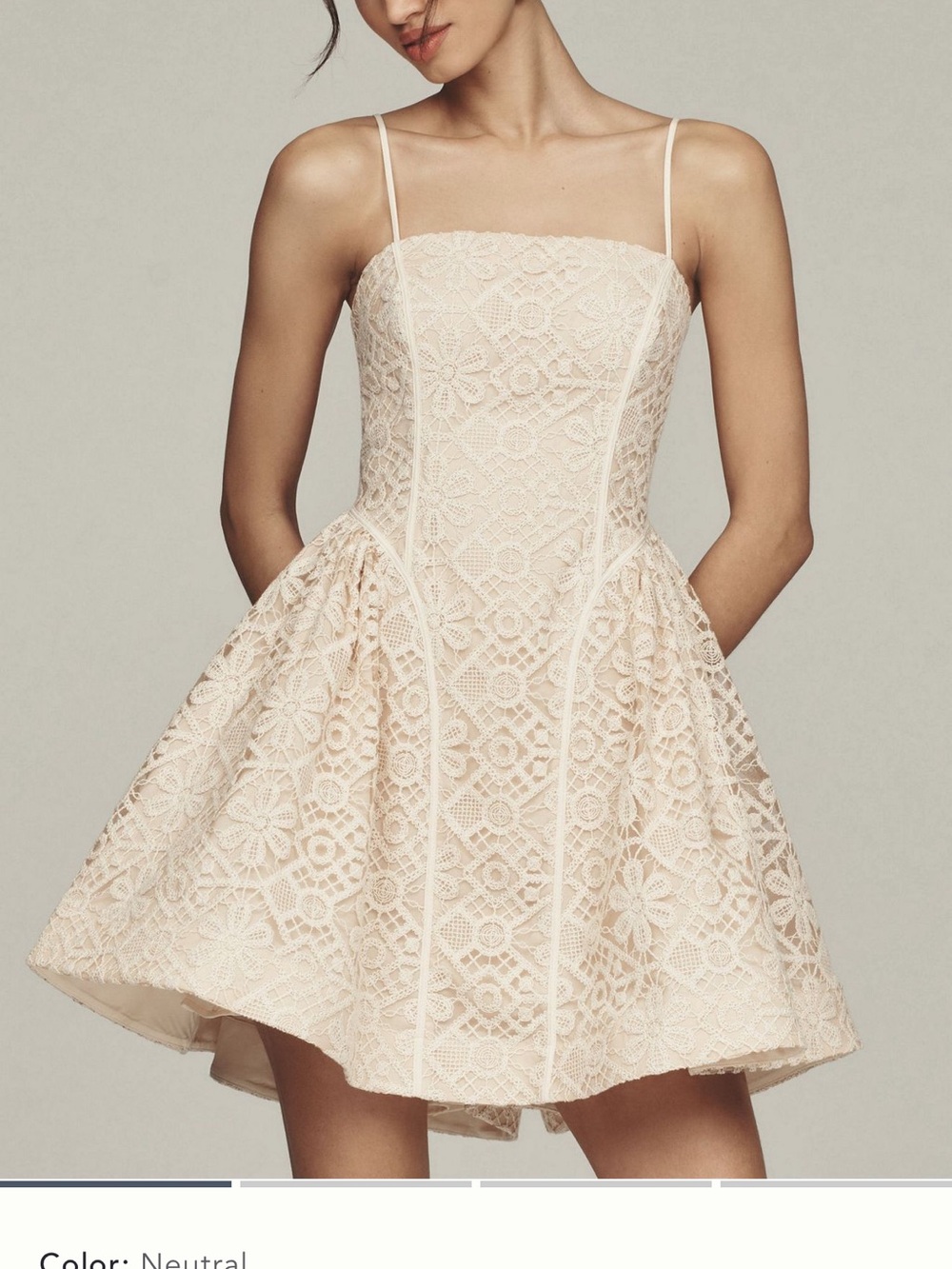 Anthropologie Cream Lace Mini Dress